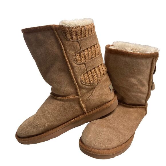 DREAM PAIRS Women’sSweaty-Buckle-K Suede Boots Tan Size 5 - Picture 3 of 12